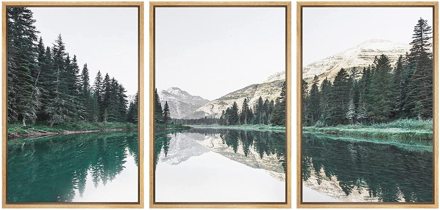 wall26 Framed Canvas Print Wall Art Set Springtime Pine Tree Forest ...