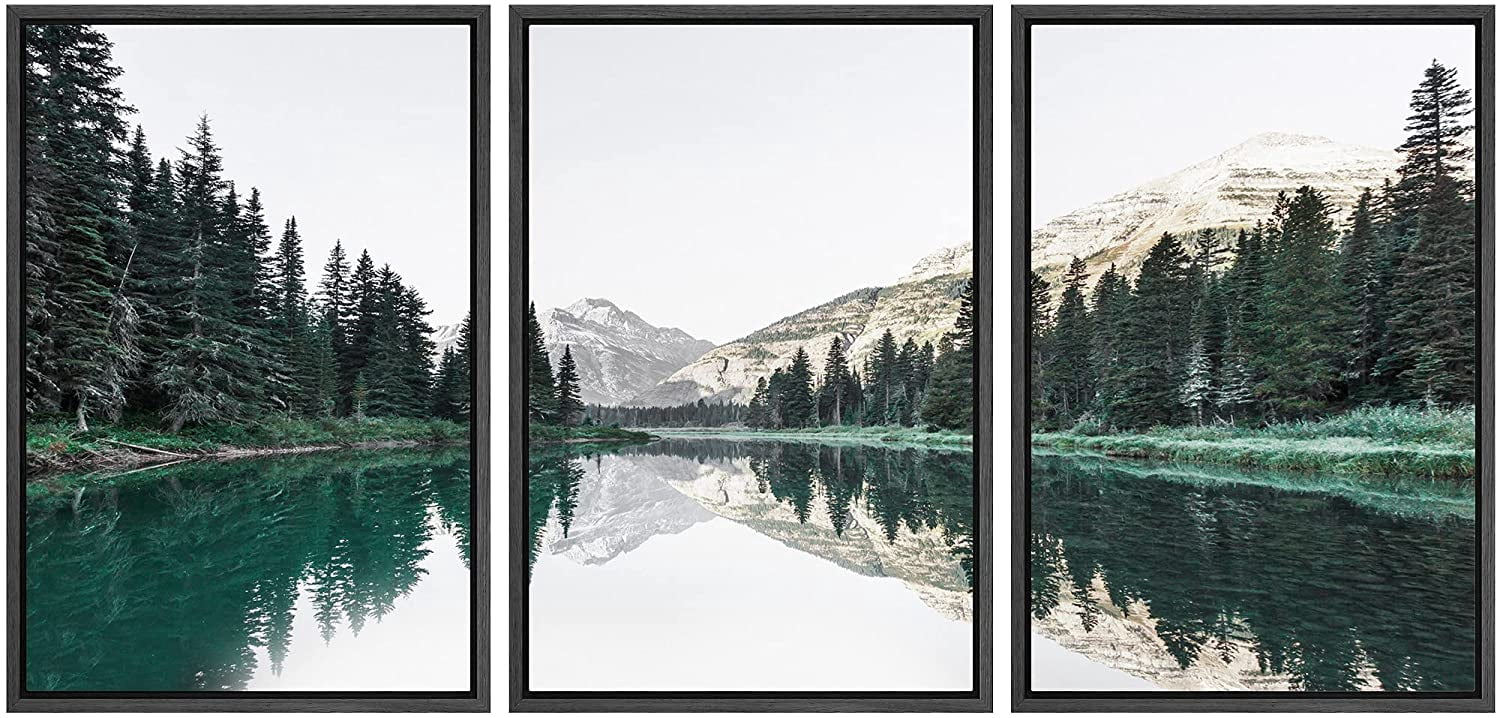 wall26 Framed Canvas Print Wall Art Set Springtime Pine Tree Forest ...