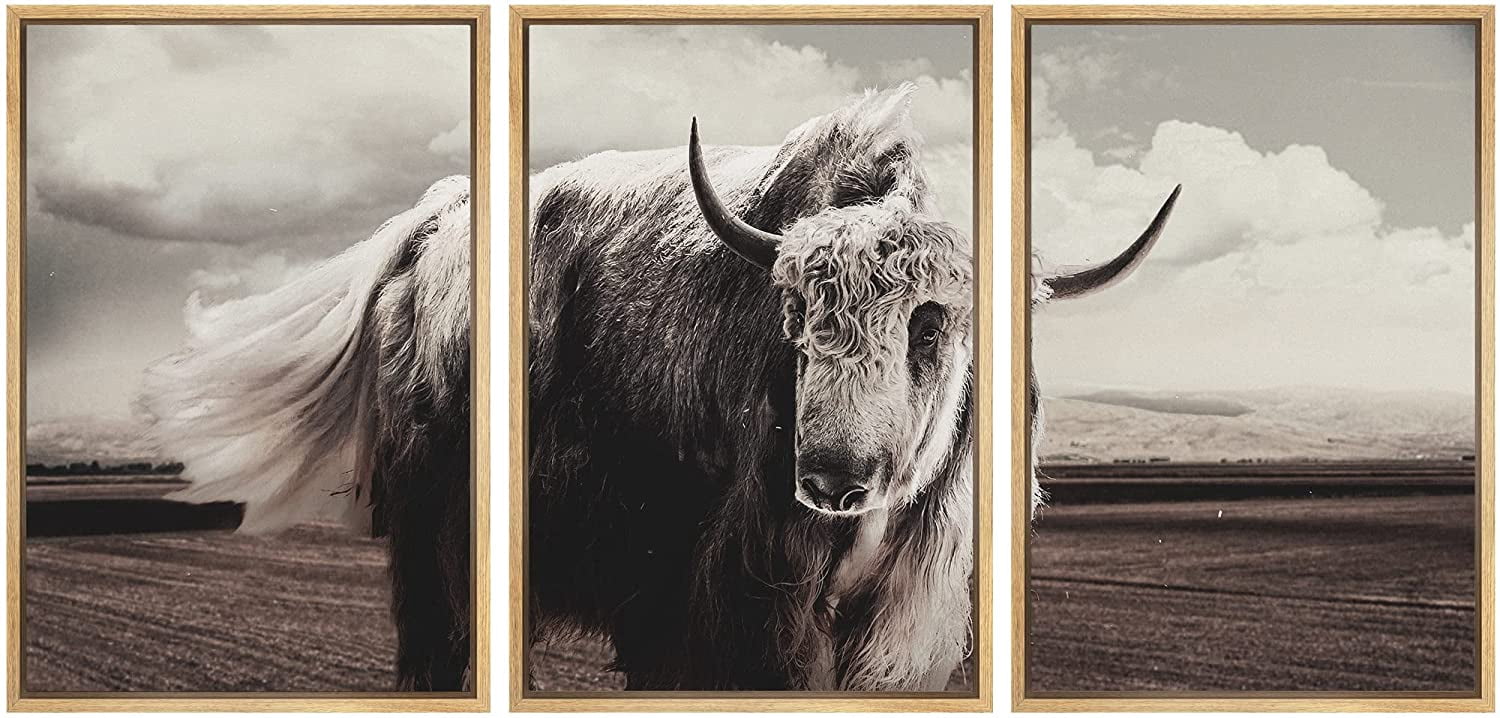 wall26 Framed Canvas Print Wall Art Set Storm Cloud Duotone Mountain ...