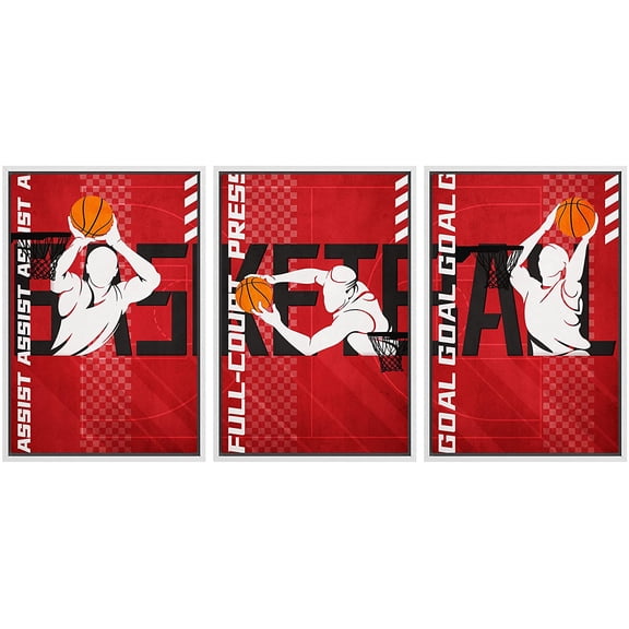 wall26 Framed Canvas Print Wall Art Set Stylish Dramatic Basketball Player Landscape Sports &amp; Fitness Athletes Digital Art Pop Art Modern Portrait for Living Room, Bedroom, Office - 16"x24&q