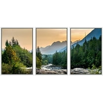 wall26 Framed Canvas Print Wall Art Set Sunset Colorado Mountain River Forest Nature Wilderness Photography Realism Rustic Landscape Colorful for Living Room, Bedroom, Office - 16"x24"x3 Wh