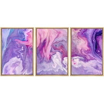 wall26 Framed Canvas Print Wall Art Set Swirling Purple & Pink 70s Paint Strokes Abstract Shapes Illustrations Modern Art Bohemian Multicolor for Living Room, Bedroom, Office - 24"x36"x