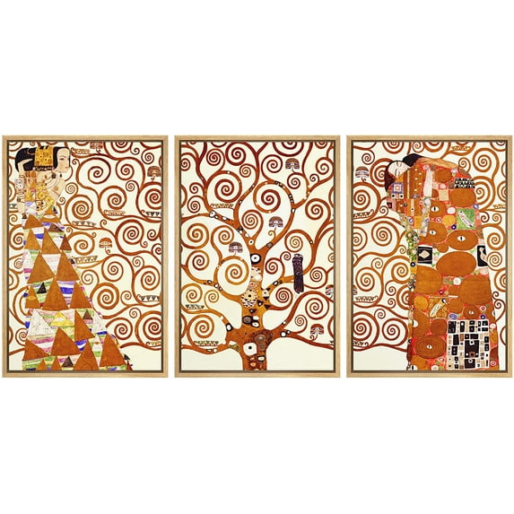 wall26 Framed Canvas Print Wall Art Set Tree of Life by Gustav Klimt Cultural Historic Oil Painting Fine Art Reproduction Scenic Colorful for Living Room, Bedroom, Office - 16"x24"x3 Natura