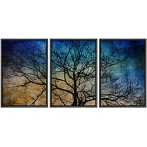 wall26 Framed Canvas Print Wall Art Set Tree Silhouette on Blue & Brown Background Nature Wilderness Digital Art Modern Art Rustic Scenic Colorful for Living Room, Bedroom, Office - 16"x24&q