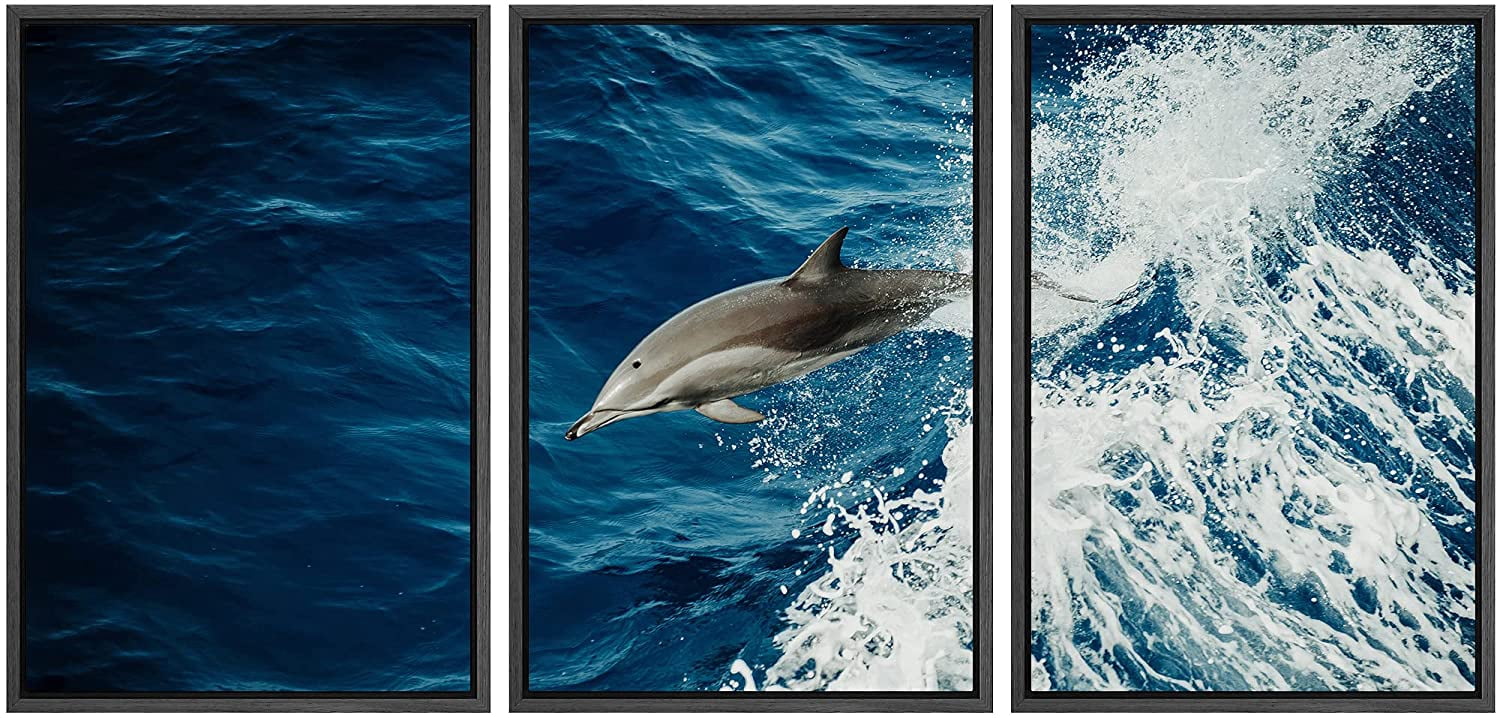 wall26 Framed Canvas Print Wall Art Set Tropical Sea Ocean Wave ...
