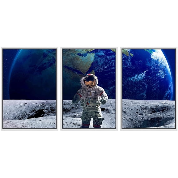 wall26 Framed Canvas Print Wall Art Set Vibrant Astronaut Moon Crater Astronomy &amp; Space Nature Digital Art Sci-Fi &amp; Fantasy Decorative Landscape for Living Room, Bedroom, Office - 24"x36