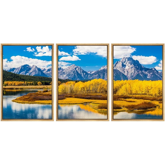 wall26 Framed Canvas Print Wall Art Set Vibrant Colorado Autumn Mountain Lake Nature Wilderness Photography Realism Decorative Landscape Colorful for Living Room, Bedroom, Office - 24"x36"x