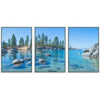 wall26 Framed Canvas Print Wall Art Set Vibrant Forest & Rocky Lake Landscape Nature Wilderness Photography Realism Rustic Colorful Ultra for Living Room, Bedroom, Office - 24"x36"x3 Wh