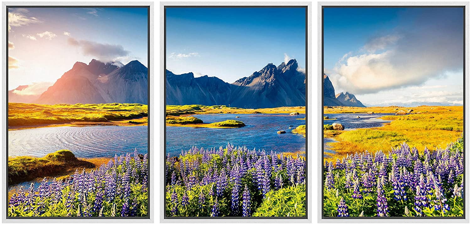 wall26 Framed Canvas Print Wall Art Set Vibrant Lavender Flower ...