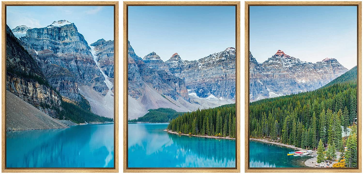 wall26 Framed Canvas Print Wall Art Set Vibrant Mountain Range Forest ...