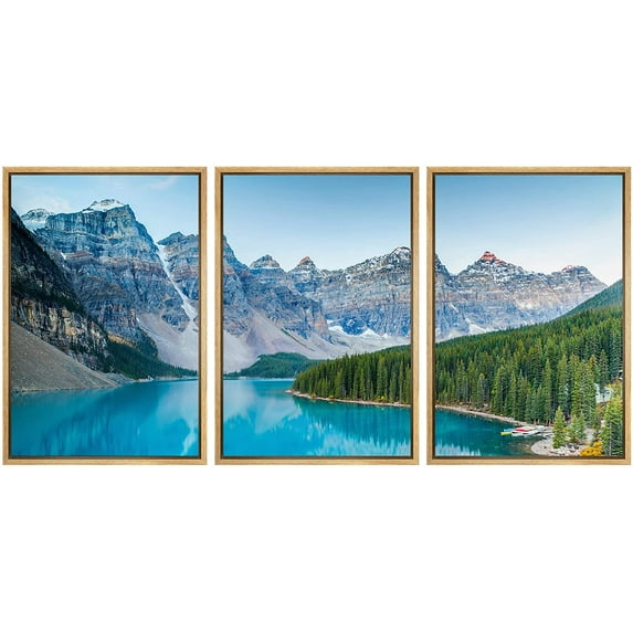 wall26 Framed Canvas Print Wall Art Set Vibrant Mountain Range Forest Valley Nature Wilderness Photography Realism Decorative Landscape Colorful for Living Room, Bedroom, Office - 16"x24"x3