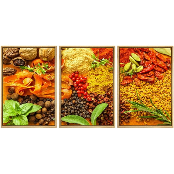 wall26 Framed Canvas Print Wall Art Set Vibrant Peppercorn Mint Herb Spice Variety Food Kitchen & Cooking Photography Realism Decorative Colorful for Living Room, Bedroom, Office - 24"x36&qu