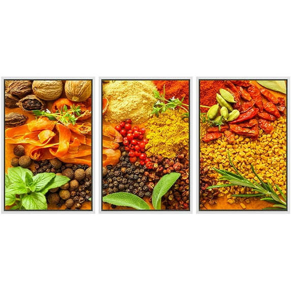 wall26 Framed Canvas Print Wall Art Set Vibrant Peppercorn Mint Herb Spice Variety Food Kitchen & Cooking Photography Realism Decorative Colorful for Living Room, Bedroom, Office - 24"x36&qu