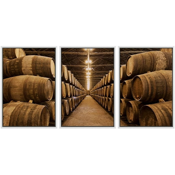 wall26 Framed Canvas Print Wall Art Set Vintage Retro Oak Wine Barrel Winery Drinks & Cocktails Food Photography Realism Decorative Contemporary for Living Room, Bedroom, Office - 16"x24&quo