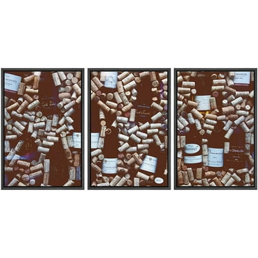 wall26 Framed Canvas Print Wall Art Set Vintage Wine Bottle Collage Drinks &amp; Cocktails Food Photography Realism Decorative Contemporary Rustic for Living Room, Bedroom, Office - 24&quot;x36&quot;