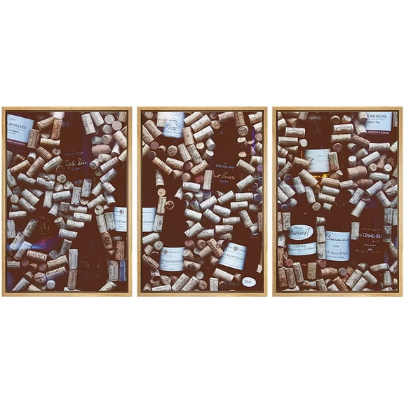 wall26 Framed Canvas Print Wall Art Set Vintage Wine Bottle Collage Drinks &amp; Cocktails Food Photography Realism Decorative Contemporary Rustic for Living Room, Bedroom, Office - 16"x24"