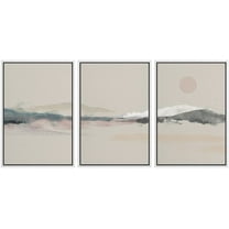 wall26 Framed Canvas Print Wall Art Set Watercolor Pastel Mountain Range Nature Wilderness Illustrations Modern Art Rustic Relax/Calm for Living Room, Bedroom, Office - 24"x36"x3 White
