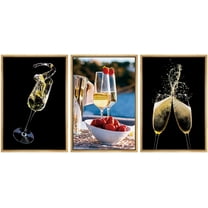 wall26 Framed Canvas Print Wall Art Set White Wine Glasses & Strawberries Cocktails Fruit Photography Realism Rustic Landscape Colorful Multicolor for Living Room, Bedroom, Office - 24"x36&q