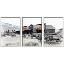wall26 Framed Canvas Print Wall Art Set Wild West Texas Wooden Wagons Nature Wilderness Photography Realism Rustic Scenic Relax/Calm Multicolor for Living Room, Bedroom, Office - 24"x36"x3