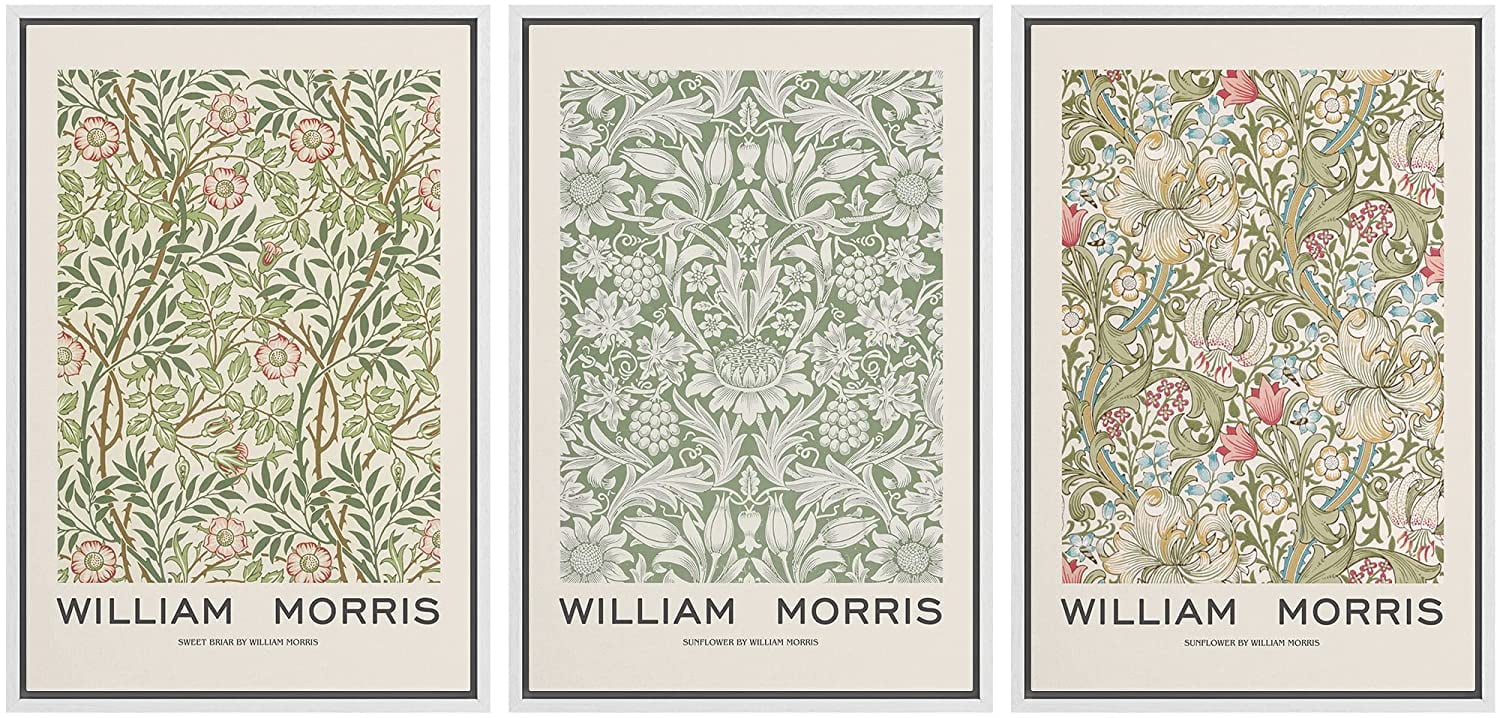 White Framed Geometric Botanical Canvas Print Set - 24" x 36"
