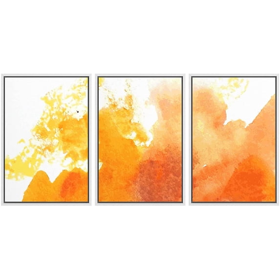 wall26 Framed Canvas Print Wall Art Set Yellow & Orange Paint Splatter Explosion Abstract Shapes Illustrations Modern Art Bohemian Dramatic for Living Room, Bedroom, Office - 16"x24"x3