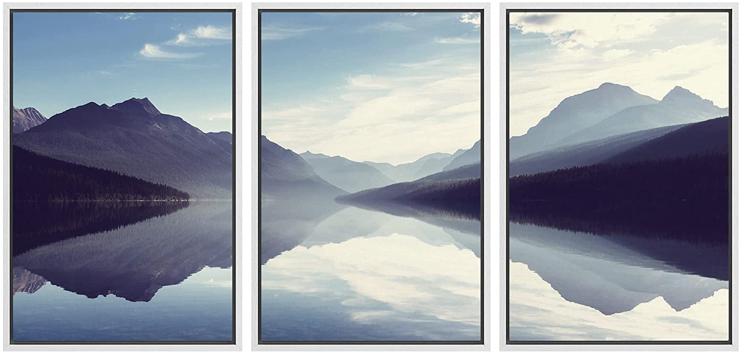 wall26 Framed Canvas Print Wall Art Set Zen Serene Mountain Cloud Sky ...