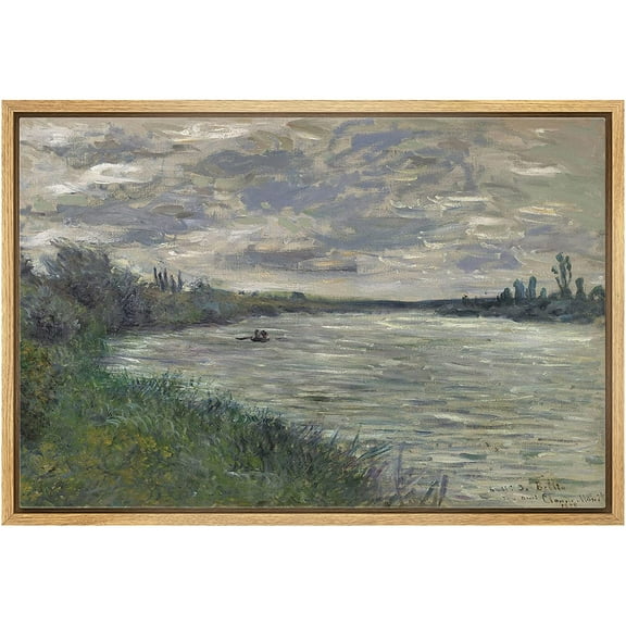 wall26 Framed Canvas Print Wall Art Storm Cloud Sky Over Pastel Lake Nature Wilderness Illustrations Fine Art Farmhouse/Country Decorative Rustic for Living Room, Bedroom, Office - 16"x24"