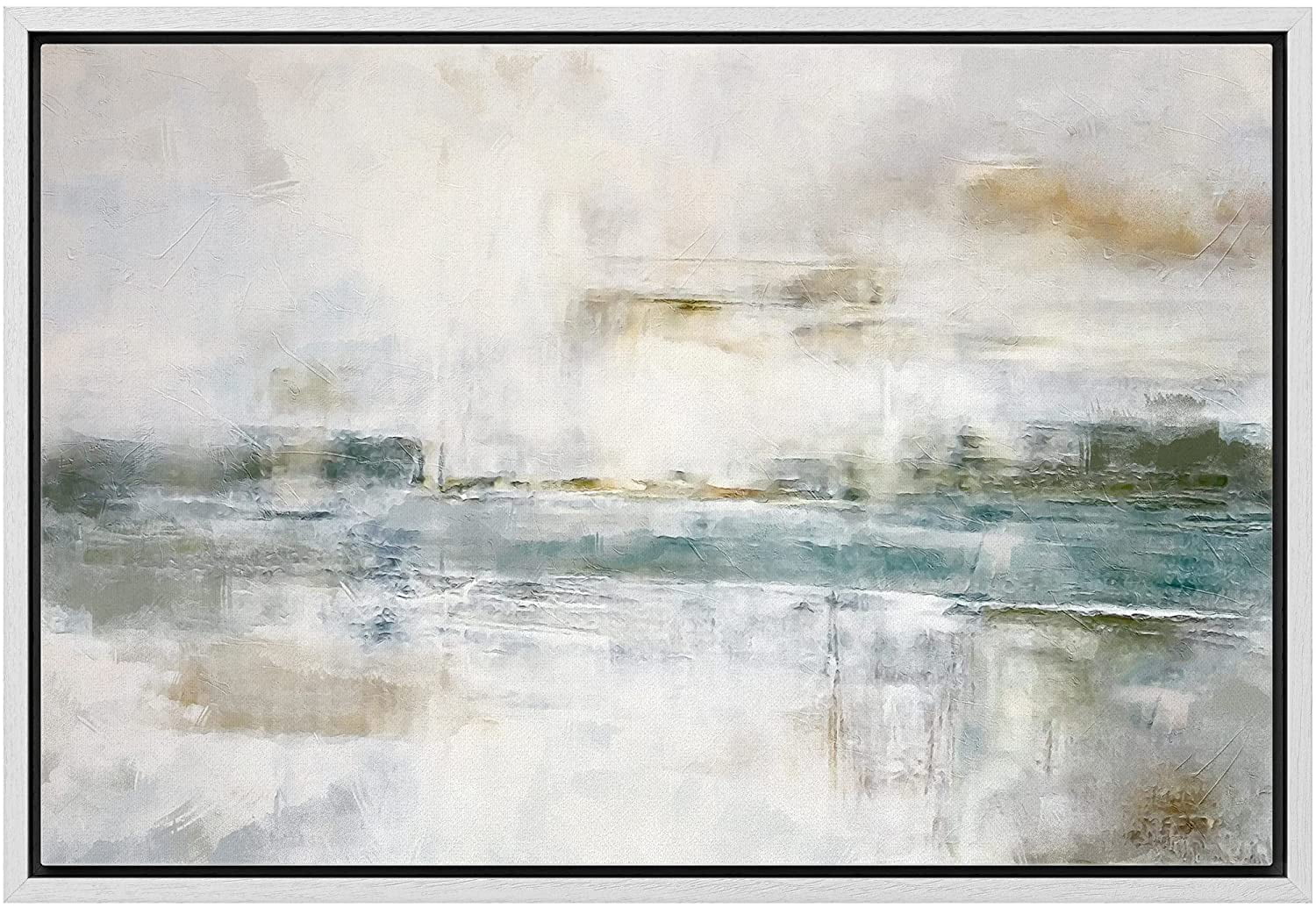 Teal and Gray Abstract Landscape Canvas Print, 16" x 24"