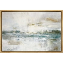 wall26 Framed Canvas Print Wall Art Teal Gray Grunge Paint Stroke Landscape Abstract Shapes Illustrations Minimal Decorative Contemporary Multicolor for Living Room, Bedroom, Office - 24"x36&quo