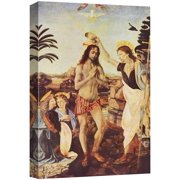 wall26 Framed Canvas Print Wall Art The Baptism of Christ by Leonardo da Vinci Historic Cultural Illustrations Realism Traditional Scenic Expressive for Living Room, Bedroom, Office - 16"x24&quo