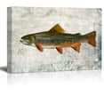 thumbnail image 1 of wall26 Framed Canvas Print Wall Art Trout Fish on Granite Background Marine Life Animals Digital Art Realism Nautical Scenic Colorful Ultra for Living Room, Bedroom, Office - 24"x36", 1 of 4