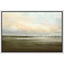 wall26 Framed Canvas Print Wall Art Watercolor Dusk Sky Over Green Field Nature Wilderness Illustrations Modern Rustic Relax/Calm Cool for Living Room, Bedroom, Office - 16"x24" White