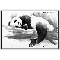 wall26 Framed Canvas Print Wall Art Watercolor Explosion Black & White Sleeping Panda Animals Wildlife Illustrations Pop Art Chic Portrait Relax/Calm for Living Room, Bedroom, Office - 24"x3