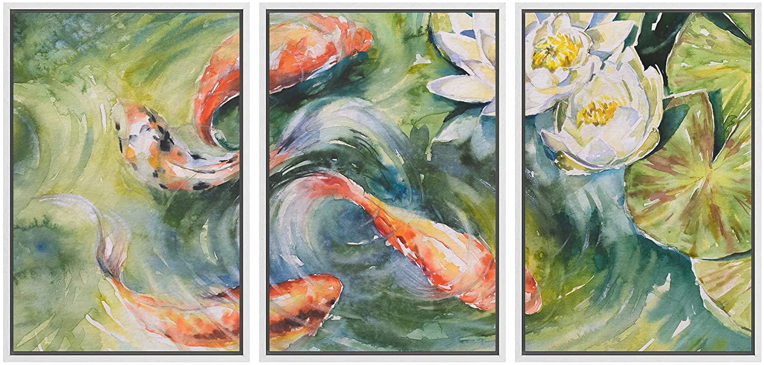wall26 Framed Canvas Print Wall Art Watercolor Japanese Koi Fish ...