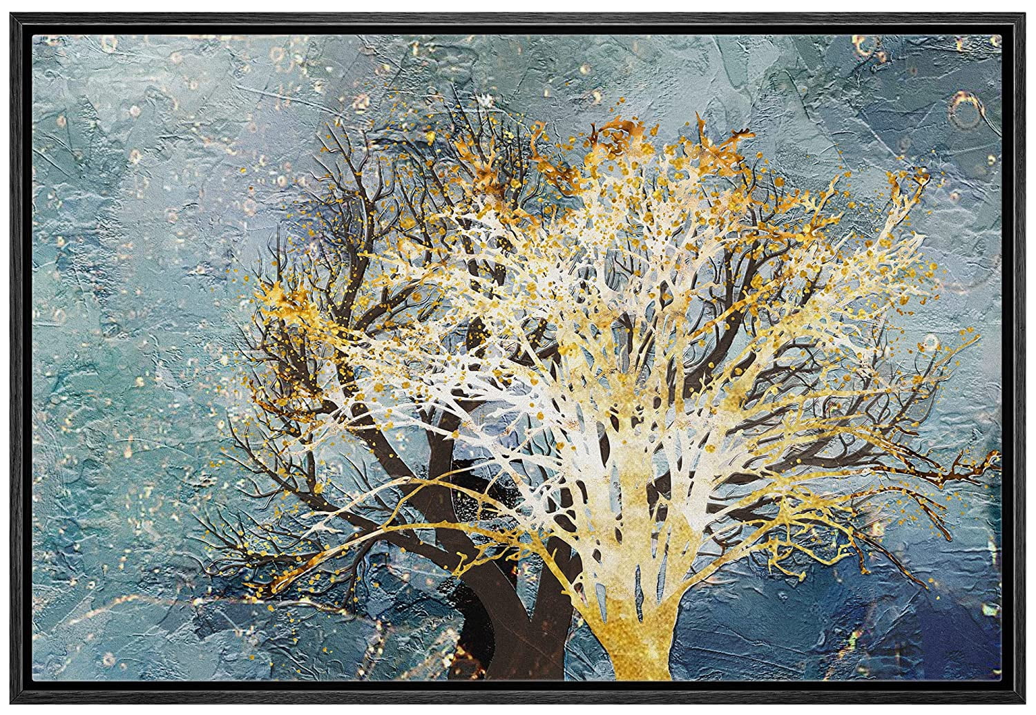 wall26 Framed Canvas Print Wall Art Watercolor Pastel Golden Forest ...