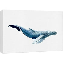 wall26 Framed Canvas Print Wall Art Watercolor Sketch of Humpback Whale Nature Animals Drawings Realism Nautical Scenic Colorful Blue Ultra for Living Room, Bedroom, Office - 32"x48"