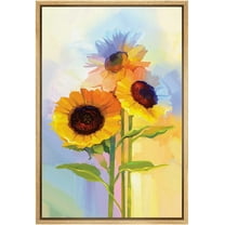 wall26 Framed Canvas Print Wall Art Watercolor Smudge Effect Sunflower Bouquet Floral Botanical Illustrations Modern Art Rustic Scenic Colorful for Living Room, Bedroom, Office - 24"x36" Na