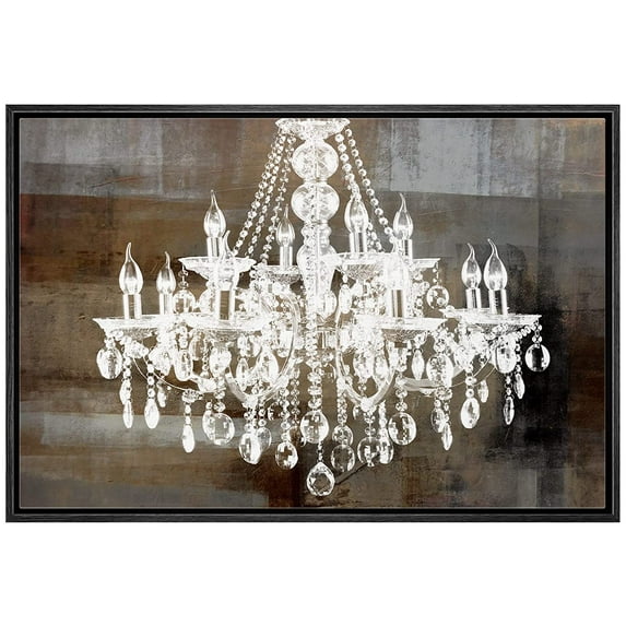 wall26 Framed Canvas Print Wall Art White Chandelier Silhouette on Abstract Background Decorative Lights Digital Art Modern Art Chic Relax/Calm for Living Room, Bedroom, Office - 16"x24" Bl