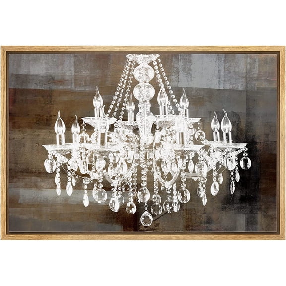 wall26 Framed Canvas Print Wall Art White Chandelier Silhouette on Abstract Background Decorative Lights Digital Art Modern Art Chic Relax/Calm for Living Room, Bedroom, Office - 24"x36" Na