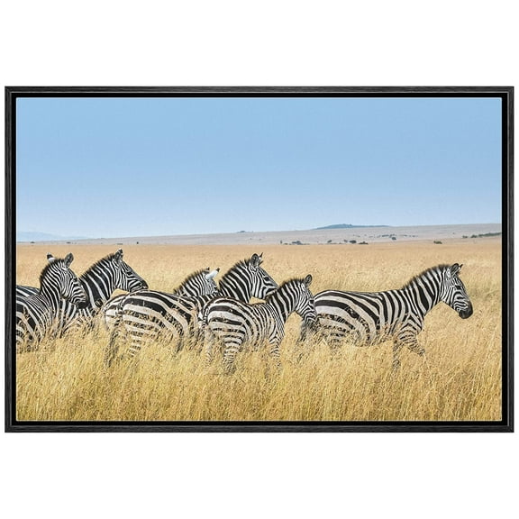 wall26 Framed Canvas Print Wall Art Wild African Safari Jungle Savanna Zebra Nature Animals Photography Realism Rustic Scenic Landscape Colorful for Living Room, Bedroom, Office - 24"x36" B