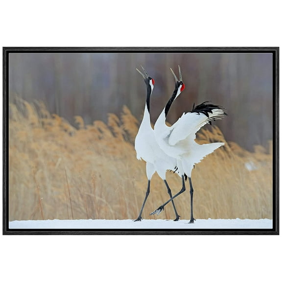 wall26 Framed Canvas Print Wall Art Winter Countryside Farm Sandhill Crane Bird Nature Animals Photography Realism Rustic Scenic Landscape Colorful for Living Room, Bedroom, Office - 24"x36&quot