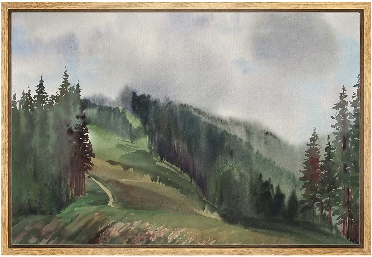 Natural Geometric Landscape Framed Canvas Print, 16" x 24"