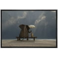 thumbnail image 1 of wall26 - Framed Canvas Prints Wall Art - Elephant and Dog Sit Under The Rain | Modern Wall Decor/Home Decoration Stretched Gallery Canvas Wrap Giclee Print. Ready to Hang - 16&quot;x24&quot; Black, 1 of 5