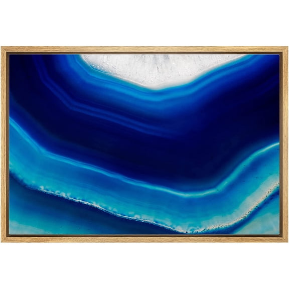 wall26 - Framed Canvas Wall Art - Abstract Agate Slice Pattern - Giclee Print Gallery Wrap Modern Home Art Ready to Hang - 16"x24" Natural