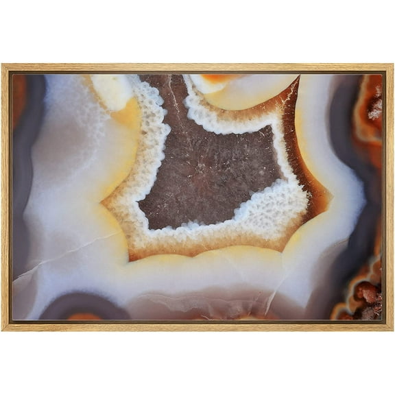 wall26 - Framed Canvas Wall Art - Abstract Agate Slice Pattern - Giclee Print Gallery Wrap Modern Home Art Ready to Hang - 24"x36" Natural