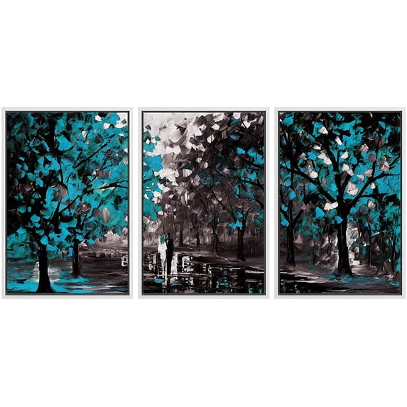 wall26 Framed Canvas Wall Art Abstract Cloud Tree Pictures Home Wall Decorations for Bedroom Living Room Oil Paintings Canvas Prints Framed - 24"x36"x3 White