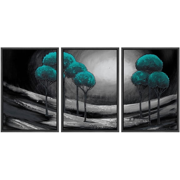 wall26 Framed Canvas Wall Art Abstract Cloud Tree Pictures Home Wall Decorations for Bedroom Living Room Oil Paintings Canvas Prints Framed - 16"x24"x3 Black