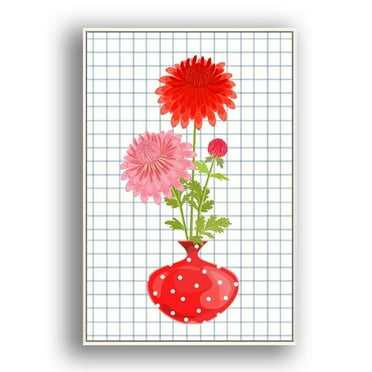 wall26 Framed Canvas Wall Art Beautiful Flowers in Grid Giclee Print Gallery Wrap Modern Home Prints Ready to Hang - 16x24 inches