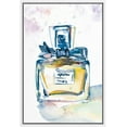thumbnail image 1 of wall26 Framed Canvas Wall Art Chic Dior Perfume Bottle with Yellow and Pink Paint Splashes Pop Culture Fashion Watercolor Modern Art Glam Expressive for Living Room, Bedroom, Office - 24x36 inches, 1 of 4