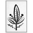 thumbnail image 1 of wall26 Framed Canvas Wall Art Leaves with Vein Detail Drawing Geometric Patterns Block Print Abstract Contemporary Expressive Black and White for Living Room, Bedroom, Office - 24x36 inches, 1 of 4
